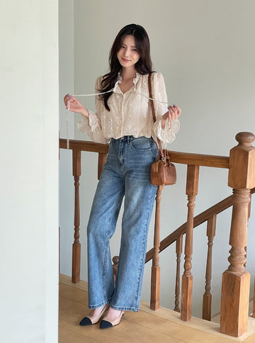 Mobel Cotton Wide Denim Pants